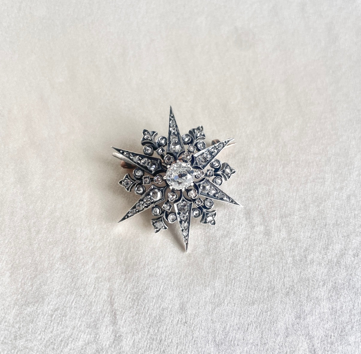 Polaris: French Victorian Diamond Star Brooch