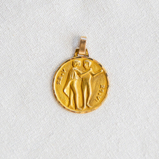 Vintage 18k French Gemini Pendant