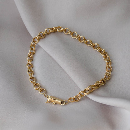 Double Cable Link 14k Gold Bracelet