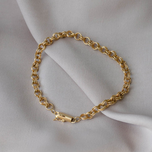 Double Cable Link 14k Gold Bracelet