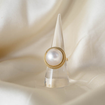 Handcrafted 14k Mabe Pearl Ring