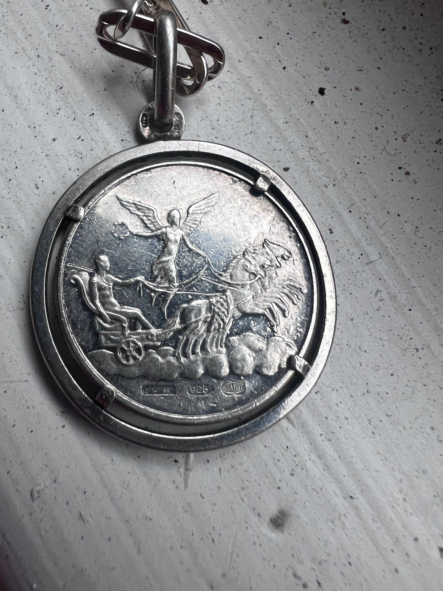 Vintage Italian Silver Zodiac Virgo with Roman Nike by Pietro Giampaoli