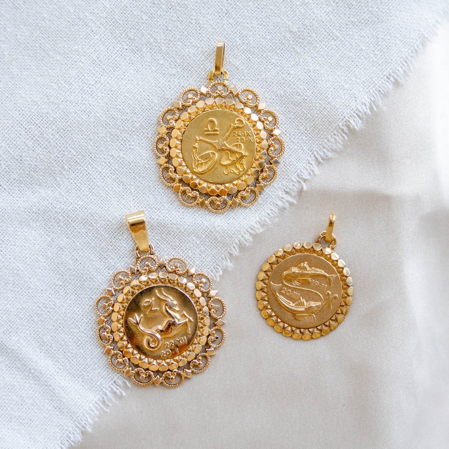 18K Gold French Capricorn Zodiac Medallion by Charles Perroud