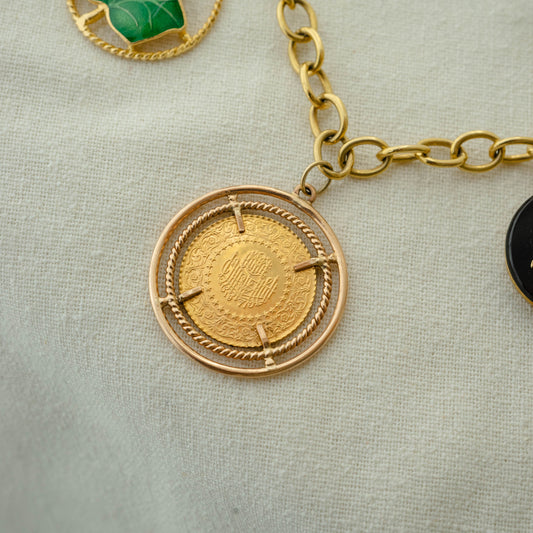 Stunning 22k Turkish coin with 12k rose gold mounting