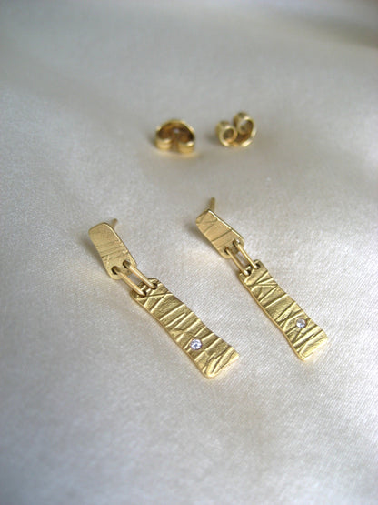 H. Stern Vintage 18k Matte Finish Earrings with Diamond Detail