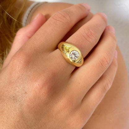 Incredible Cartier Diamond Ring with CanaryTrillion Sides