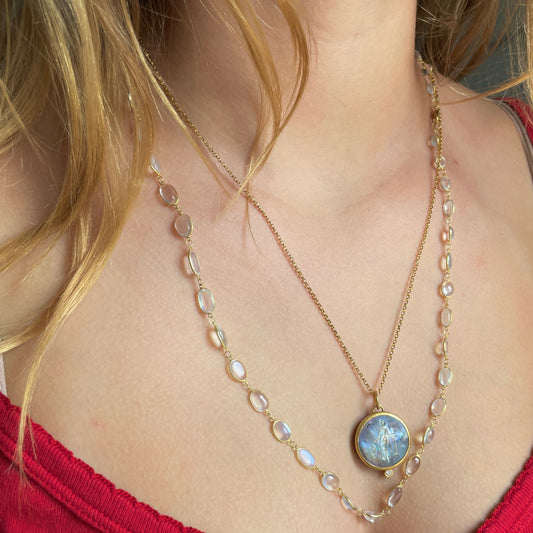 Oval Moonstone Infinity Chain in 18K