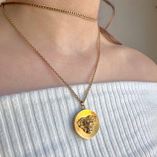 Incredible 10K Diamond Lion Photo Locket Pendant