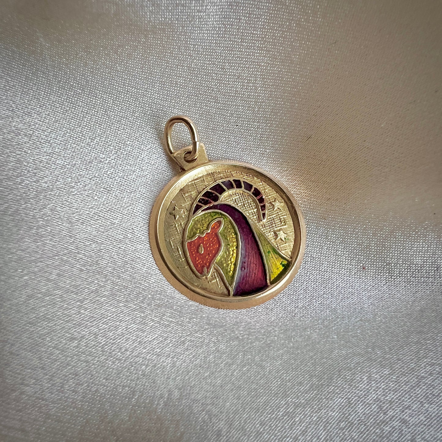 1970s Italian 14k Gold & Enamel Aries Zodiac Charm