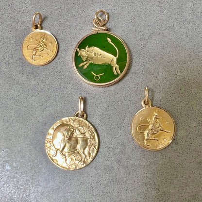 Vintage French 18K Elegant Taurus Pendant