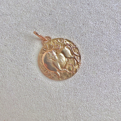Vintage French 18K Elegant Taurus Pendant