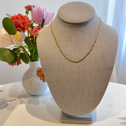 Vintage French 18K Gold Filigree Link Chain – 17"
