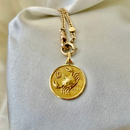 French 18k Gold Cancer Zodiac Pendant by Charles Perroud