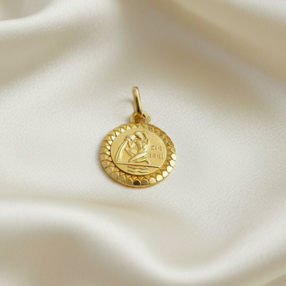 French Petite 18K Aquarius Zodiac Medallion