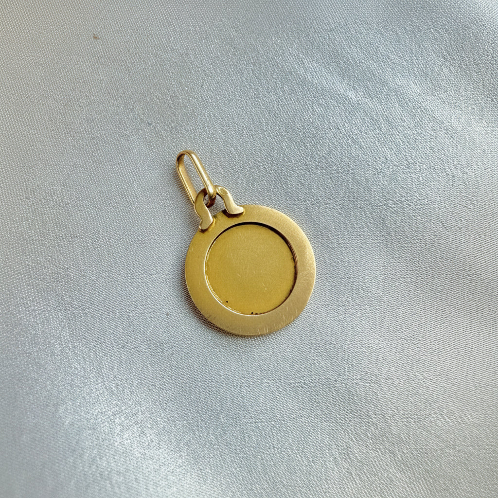 French Petite 18K Aquarius Zodiac Medallion