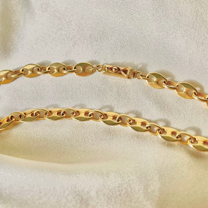 Vintage Solid 18K Yellow Gold Mariner Link Chain –  16" Length, 5.75mm Wide