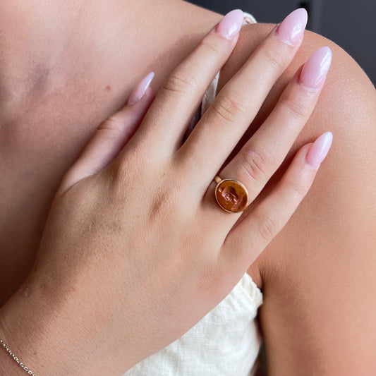 Romano-Egyptian Jasper Intaglio 12K Gold Ring