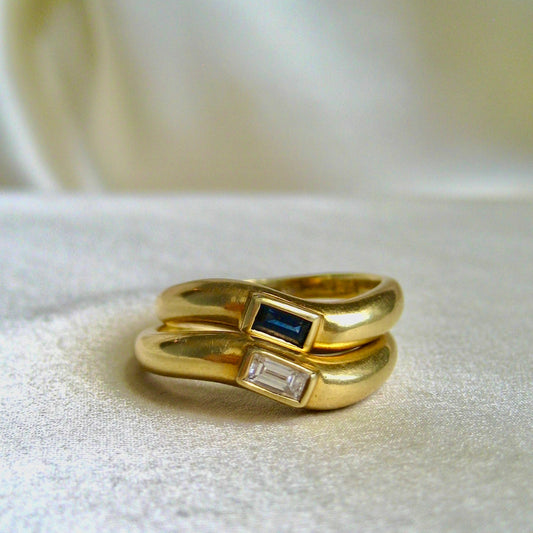 Italian 18K Stacking Wave Rings