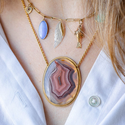 Striking Italian 18k Gold and Agate  Necklace