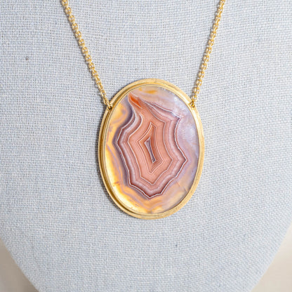 Striking Italian 18k Gold and Agate  Necklace