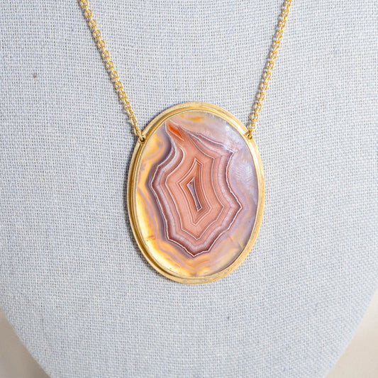 Striking Italian 18k Gold and Agate  Necklace