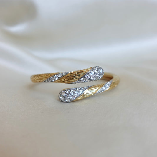 Vintage Mauboussin Bypass Diamond Bangle Bracelet, 1960s