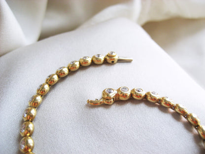 Vintage Tiffany 18K Yellow Gold Bubble Diamond Tennis Bracelet