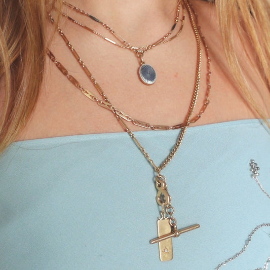 Antique enamel 10K locket necklace