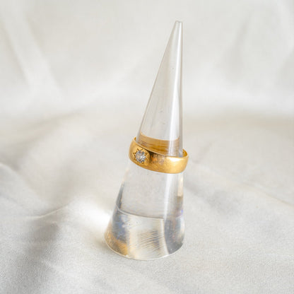 Star Set Diamond Ring with .28ct Old Mine Cut Diamond in 22k