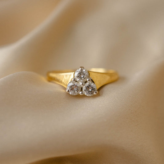 “Three Jewels” Diamond in 14k Gold Ring