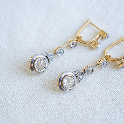 Edwardian 14k Diamond Convertible Drop Earrings