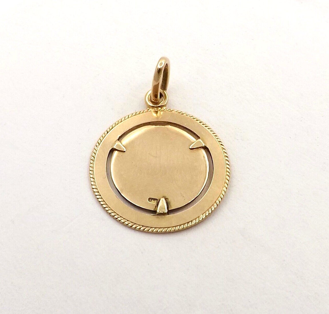 Vintage Italian 18k + Enamel Sagittarius Zodiac Coin-Style Pendant Medallion