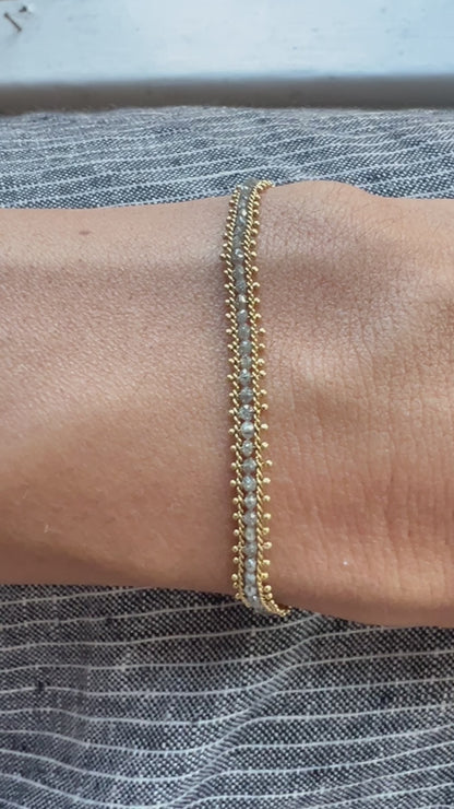 Handmade Gray Diamond Hand Woven Tennis Bracelet by Amali in 18K Yellow Gold