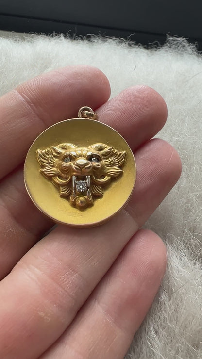 Incredible 10K Diamond Lion Photo Locket Pendant