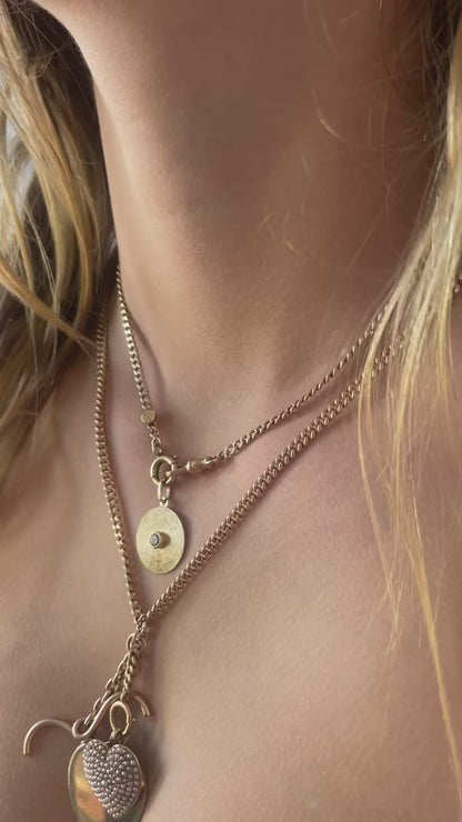 Vintage 14K Gold Curb Pocket Watch Chain Necklace