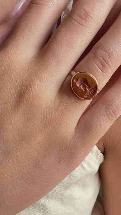 Romano-Egyptian Jasper Intaglio 12K Gold Ring