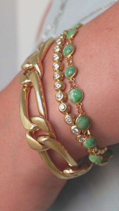 Jade Bezel Set Bracelet in 10K Gold