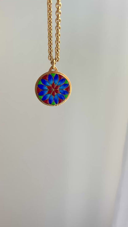 French Plique à Jour Enamel Pendant