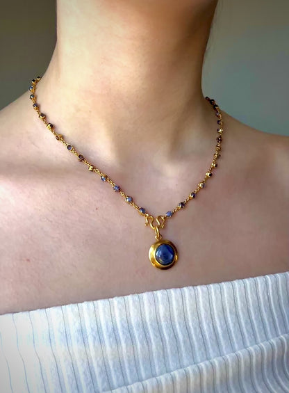 Romantic “Blue Sky” Cabochon Star Sapphire 20K Necklace