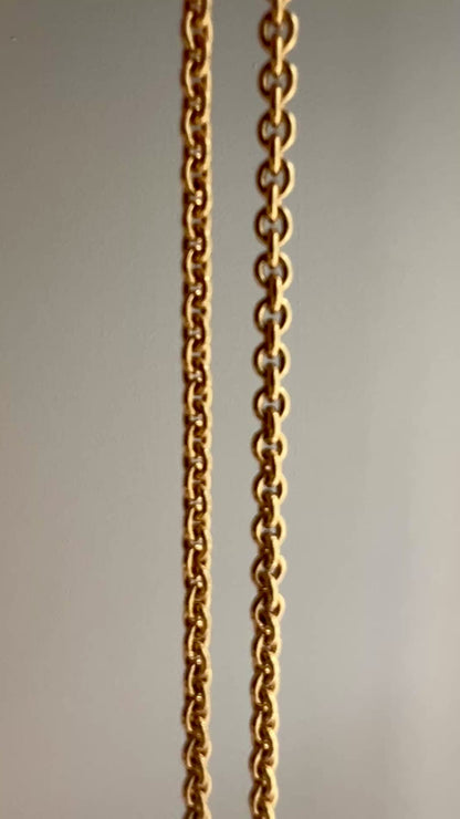 Italian 18K Yellow Gold Classic Round Rolo Cable Chain – 30 Inches