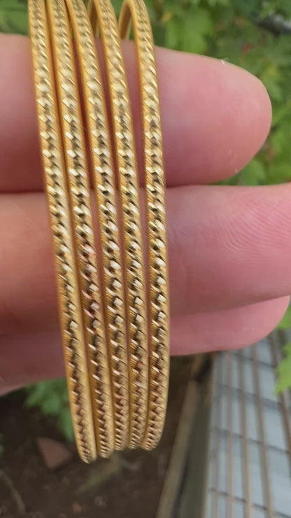Boho Bangles in 22k Gold Polished + Matte Finish