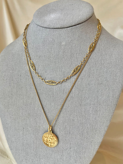 Antique French 18K Gold Filigree Watch Chain
